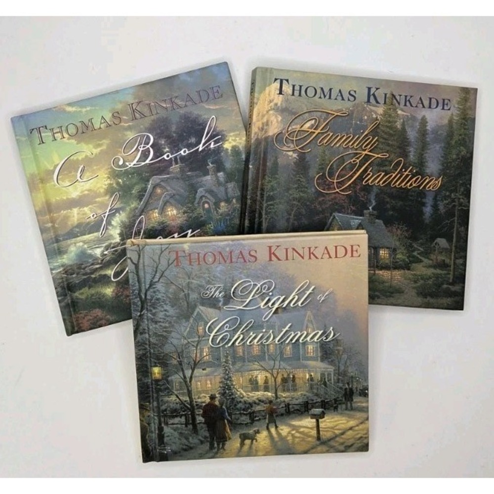 SET 3 Light Of‎ Christmas, Family Traditions, Book Of Joy Hard By Thomas Kinkade
